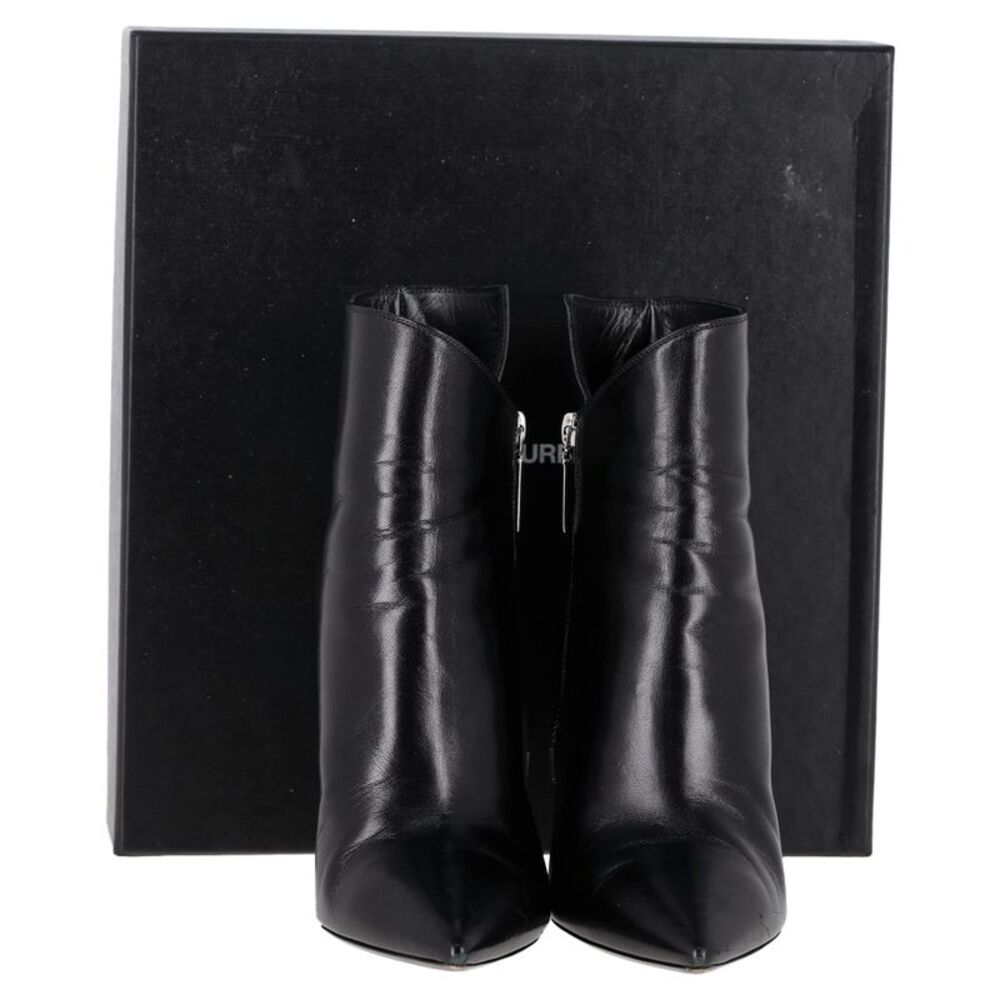 Saint Laurent Pyramid-Heeled Ankle Boots in Black Leather - Picture 7 of 8